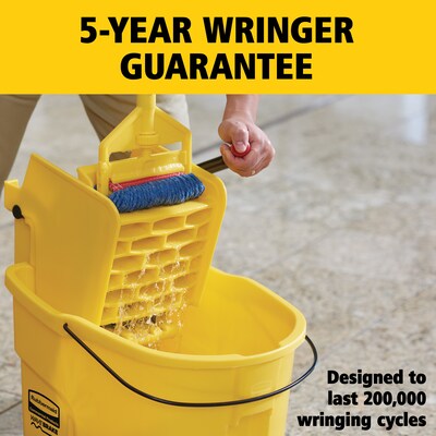 Rubbermaid WaveBrake 2.0 Janitorial Side-Press Bucket and Wringer, 26 Quart, Yellow (FG748000YEL)