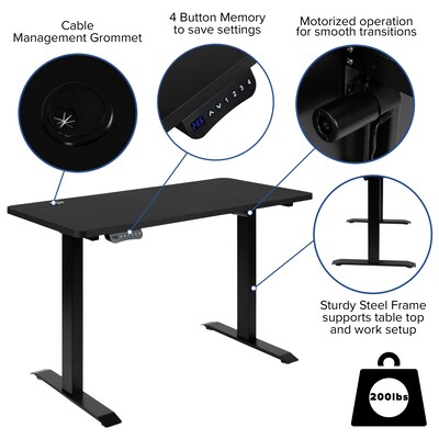 Flash Furniture Park 48"W Rectangular Adjustable Standing Electric Desk with Office Chair, Black/White (BLN2046512BBKWH)