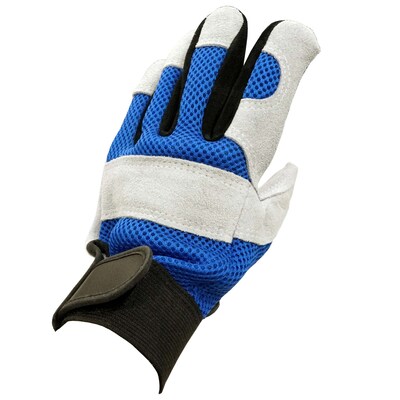 Glove Crafter Handyman's Leather Mechanic Gloves, One Size, Blue & Gray, 6/Pack, 12 Packs/Carton (13356)