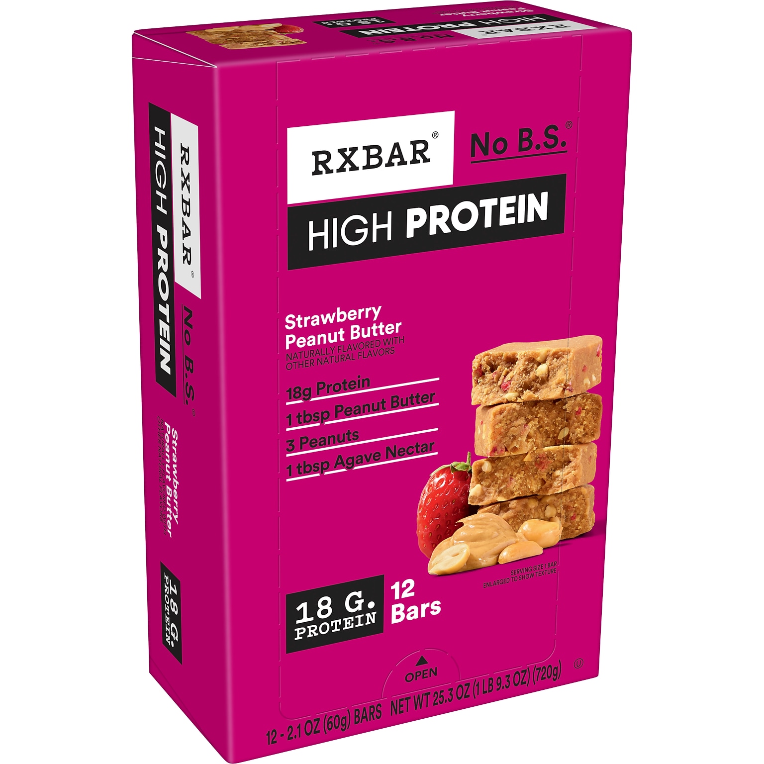 RXBAR High Protein Gluten Free Strawberry Peanut Butter Protein Bars, 25.3 oz., 12 Bars/Box (KEE00866)