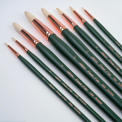 Silver Brush Natural Hog Bristle, Grand Prix All Round Brushes, 8/Pack (SLVGP1060)