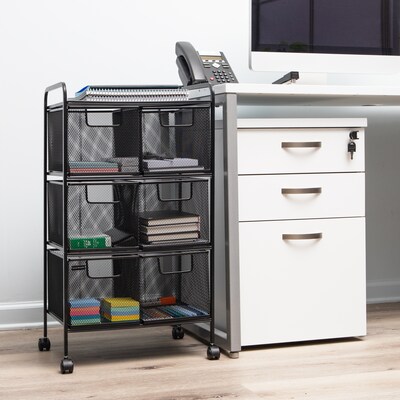 Mind Reader 6-Drawer Multipurpose Office Utility Cart, Black (6DRMESH-BLK)