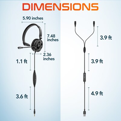 Delton T30Y Training Headset with Master Adapter, Computer Headset Splitter Training Supervising Coaching Bundle (DWHT230Y)