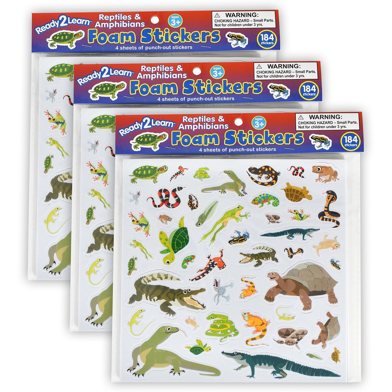 Ready2Learn Foam Stickers, Reptiles and Amphibians, 184/Pack, 3 Packs (CE-10123-3)