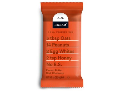 RX Bar A.M. Gluten Free Peanut Butter Dark Chocolate Protein Bar, 1.9 oz., 12 Bars/Box (1-93908-0071