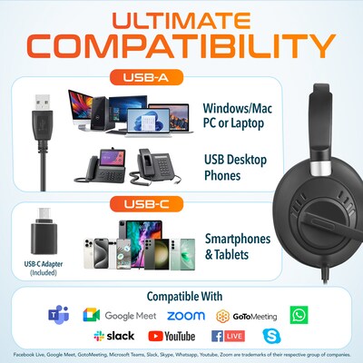 Delton 40Y Noise-Canceling Mono Over-the-Ear Headset, USB Type-A (DWH40YAC)