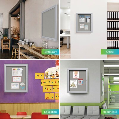 Ghent 1 Door Enclosed Vinyl Bulletin Board, Satin Aluminum Frame, 24"H x 18"W, Silver, (GHEPA12418VX193)