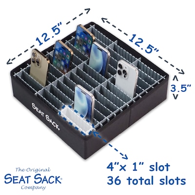 Seat Sack Cell Phone Storage Tray, 12.5" x 12.5" x 4.9", Black (PB036)