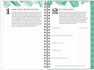 2023 Blue Sky Day Designer Palms 5" x 8" Weekly & Monthly Planner, White/Green (137362-23)