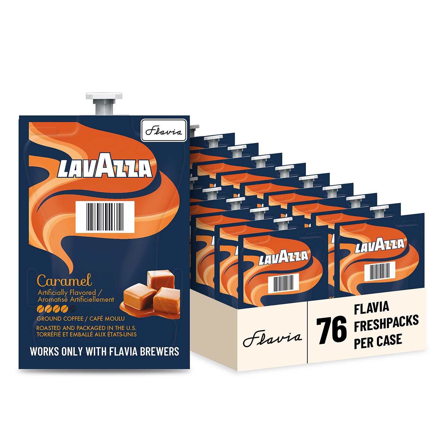 Lavazza Caramel Coffee Flavia Freshpacks, Medium Dark Roast, 76/Carton (48750)