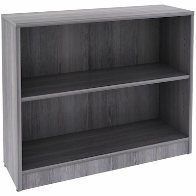 Lorell 30 2-Shelf Bookcase with Adjustable-Shelves, Weathered Charcoal Laminate (LLR69630)