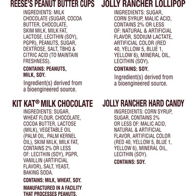 JOLLY RANCHER, KIT KAT and REESE'S Assorted Flavored Snack Size, Candy Party Pack, 34.19 oz (HEC93942)