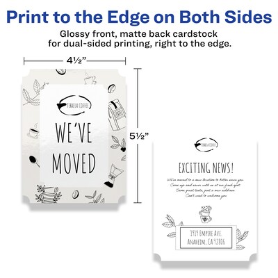 Avery Integrated Cards, 4.25" x 5.5", Glossy White, 20/Pack (95278)