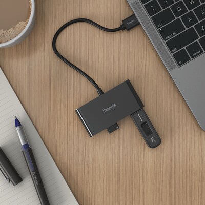 Staples TECH 4-Port USB 2.0 Hub, Black (ST62379)