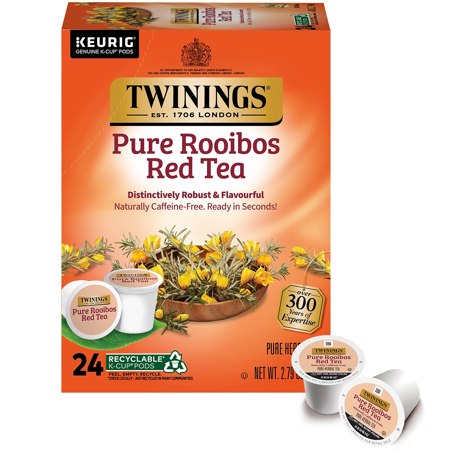 Twinings Pure Rooibos Red Herbal Tea, Keurig® K-Cup® Pods, 24/Box (TNA85791)