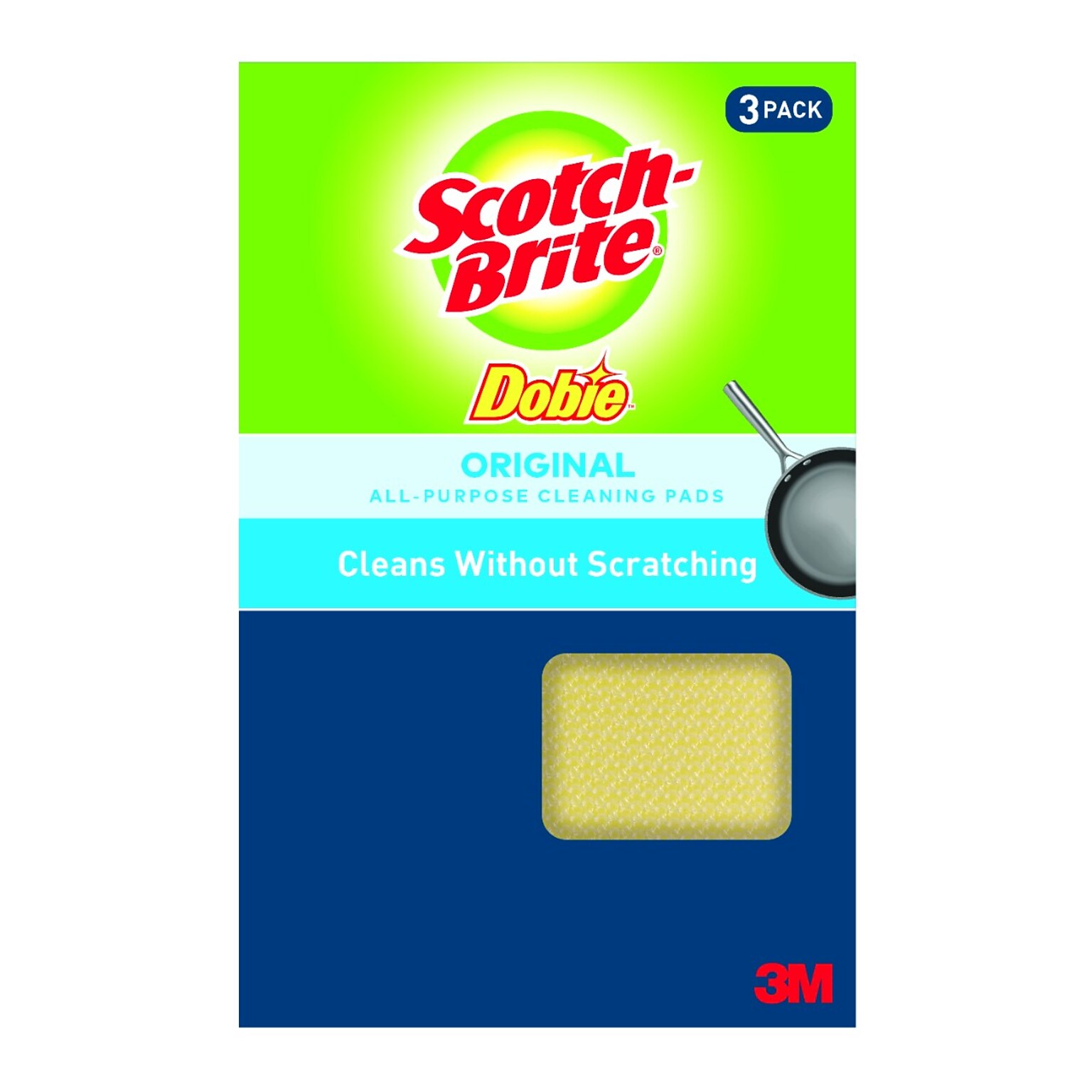 Scotch-Brite Dobie All-Purpose Cleaning Pad, Yellow, 3/Pack (723-2F)