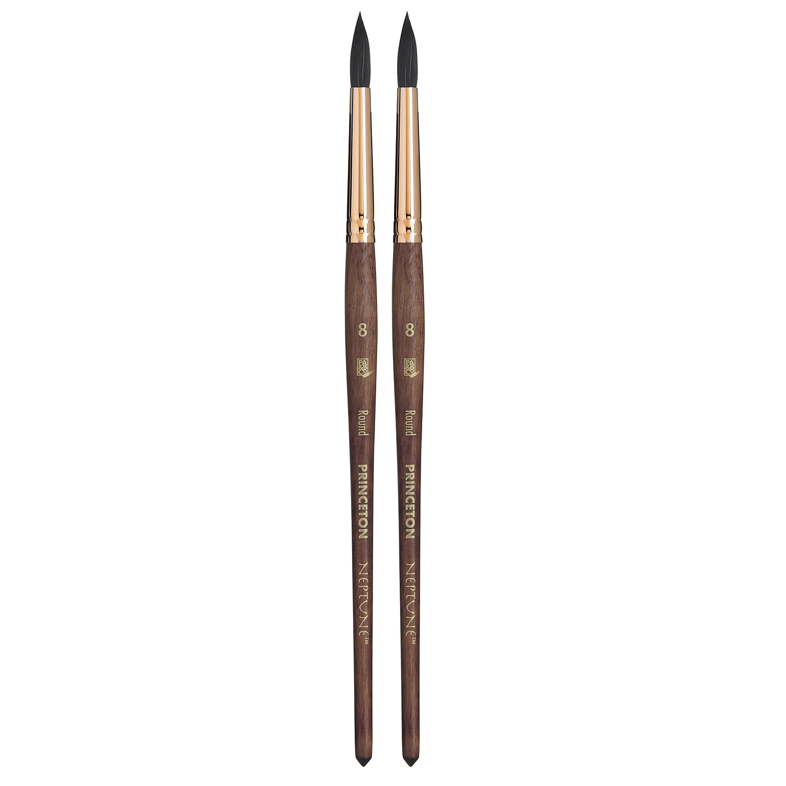 Princeton Neptune Short Handle Watercolor Synthetic Round Brush, 2/Pack (PBXP4750R8-2)