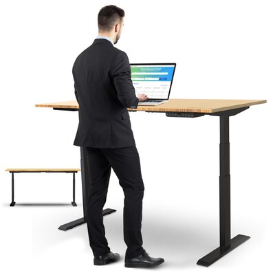 Uncaged Ergonomics Rise Up Electric Adjustable Height Standing Desk with Natural Bamboo Desktop (RUbb)