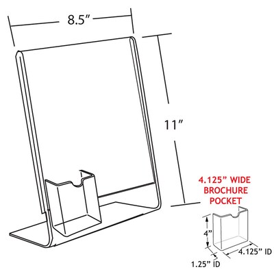Azar Sign Holder, 8.5 x 11, Vertical, Clear Acrylic, 10/Pack (252055)