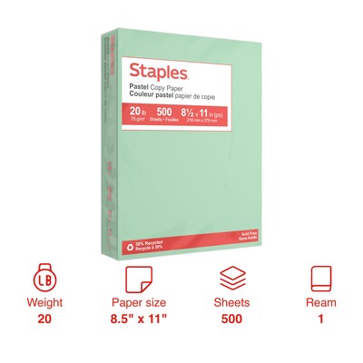Pastel Colored Copy Paper, 8-1/2x11", Green