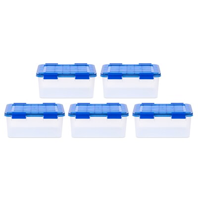 Iris 19 Quart Element Resistant Ultimate Clear Latching Plastic Storage Bin, Clear, 5/Pack (500137)