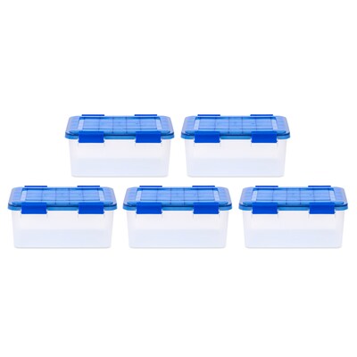Iris 19 Quart Element Resistant Ultimate Clear Latching Plastic Storage Bin, Clear, 5/Pack (500137)