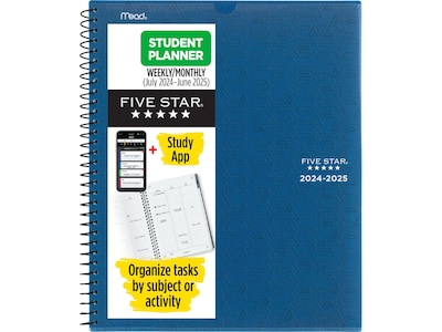 2024-2025 Five Star 8.5" x 11" Academic Weekly & Monthly Customizable Planner, Poly Cover, Assorted Colors (CAW651-00-25)