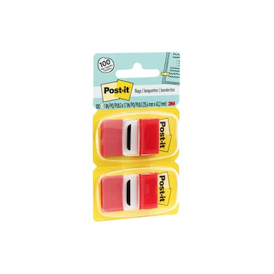 Post-it® Flags Value Pack, 1" x 1.7", Red, 50 Flags/Dispenser, 12 Dispensers/Box (680-RD12)