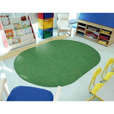 Joy Carpets Just Kidding Polyester 6' x 9' Oval Machine Tufted Rug, Green (623QQ-02)