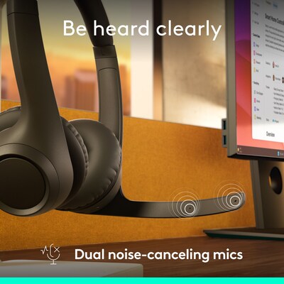 Logitech Zone 305 Wireless Noise Canceling Bluetooth Stereo Headset, USB-C, MS Certified (981-001452)