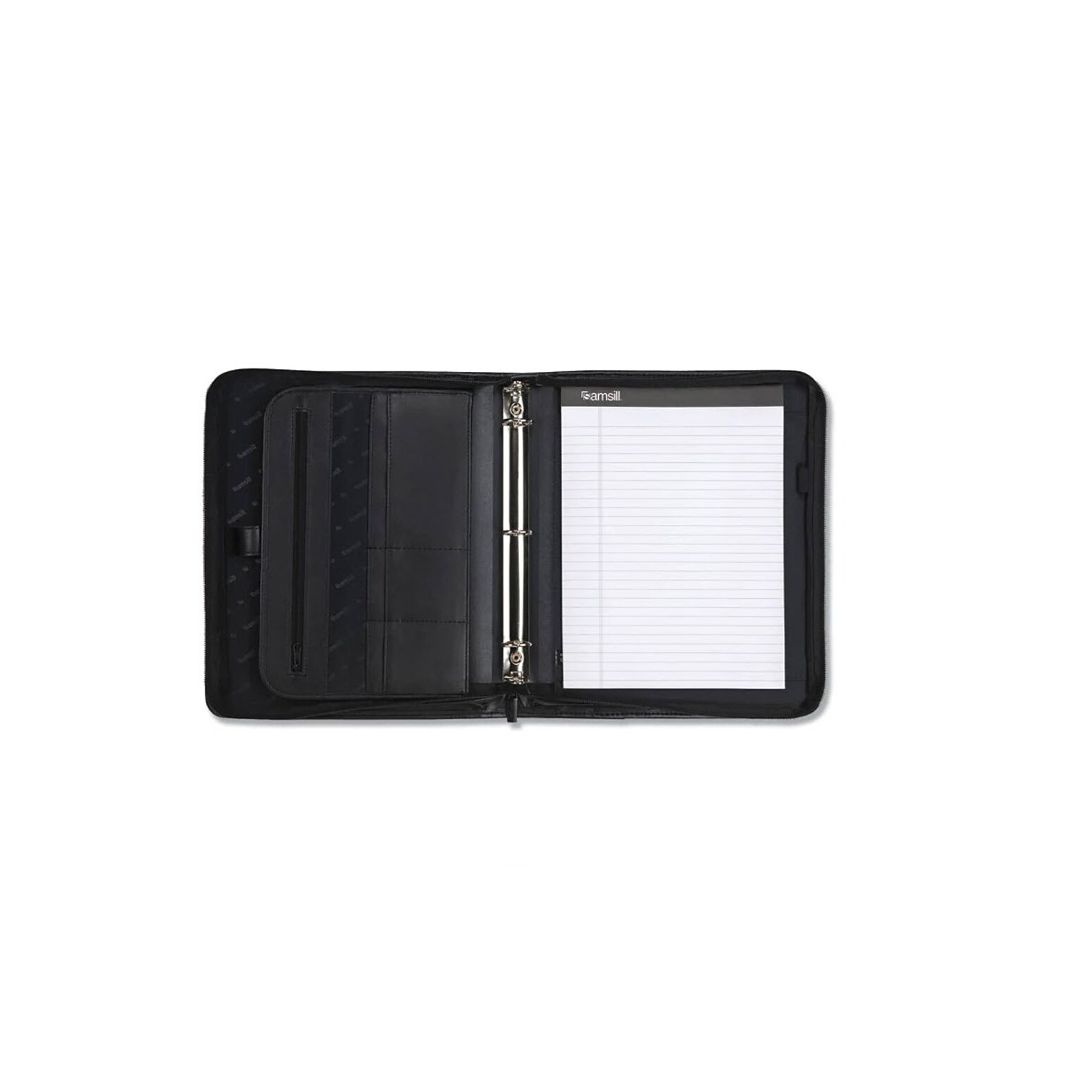 Samsill Professional Leather Padfolio with Zipper Closure, Black (15650)