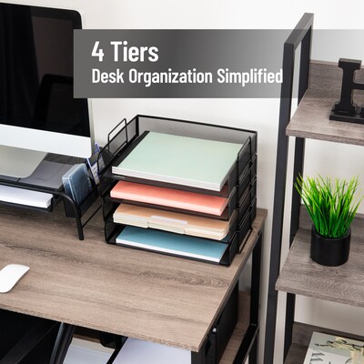 Mind Reader Metal Side Loading Stackable Letter Tray, Letter Size, Black (DSTACK4-BLK)