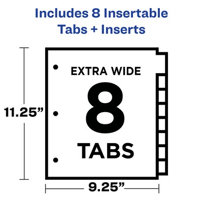 Avery Big Tab Insertable Plastic Dividers with 2 Pockets, 8 Tabs, Two-Tone Multicolor (11983)