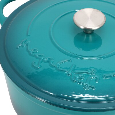 MegaChef Cast Iron 6.35 Qt. Dutch Oven, Teal (935122263M)