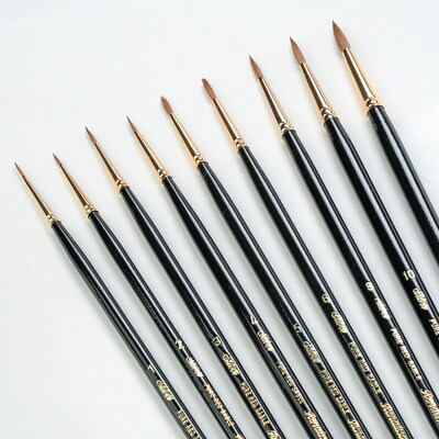 Silver Brush Renaissance Natural Sable, Round  Brushes, 9/Pack(SLVRN7171)