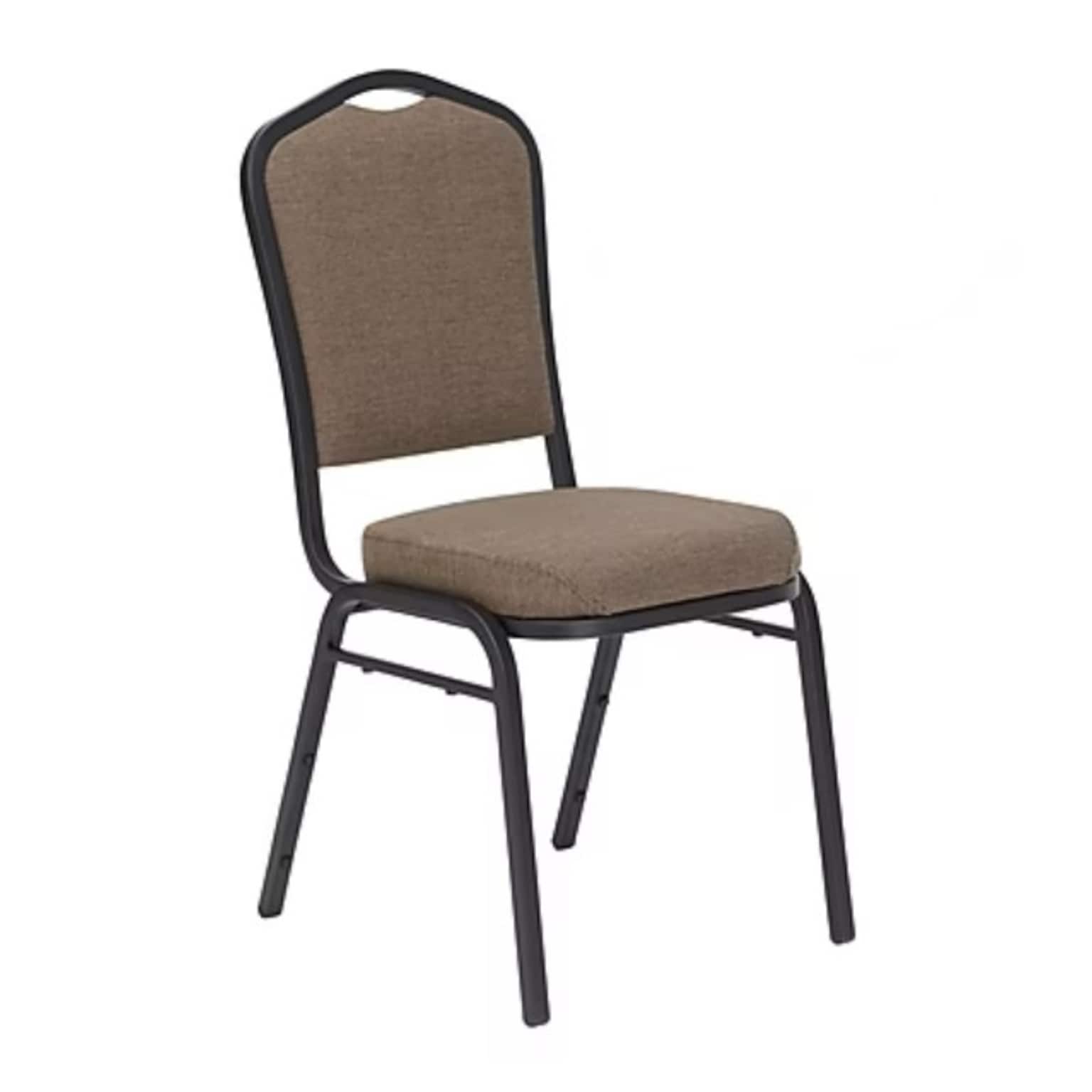 NPS 9300 Series Deluxe Fabric Upholstered Stack Chair, Natural Taupe/Black Sandtex, 80 Pack (9378-BT/80)