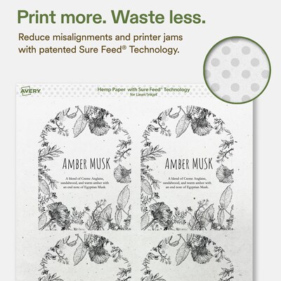 Avery Hemp Arched Laser/Inkjet Multipurpose Labels, 4-3/4" x 3-1/2", Off-White (32/Pack)