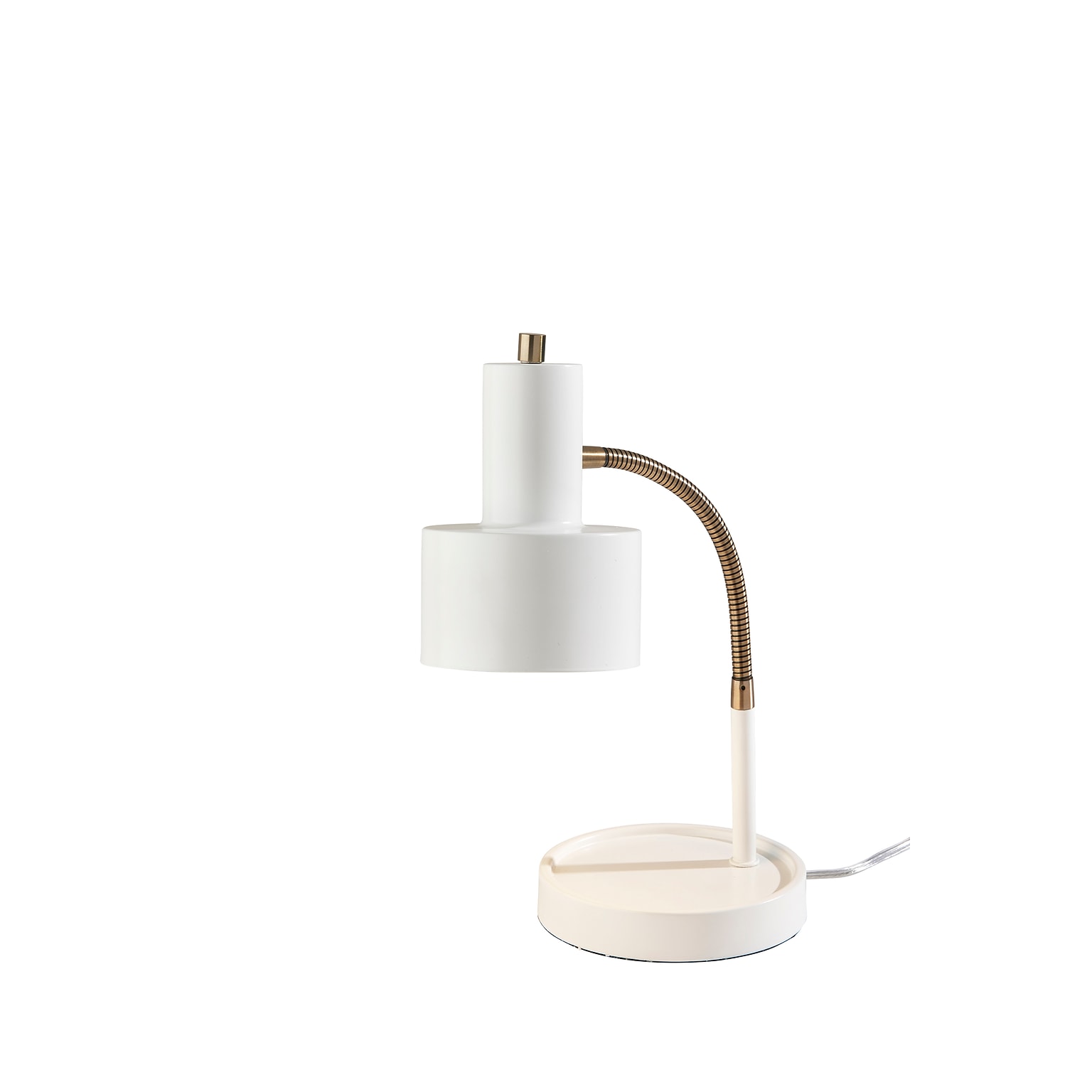 Simplee Adesso Baker Incandescent Desk Lamp, 17H, White & Antique Brass (SL3971-02)