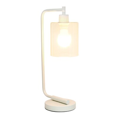 Creekwood Home Vintage Vantage 18.8 Minimalist Industrial Curved Arm Desk Lamp, Feit LED Bulb, Whit