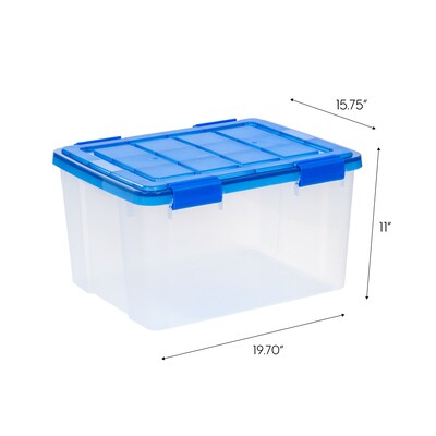 Iris 44 Quart Ultimate Clear Latching Plastic Storage Bin, Blue (500194)