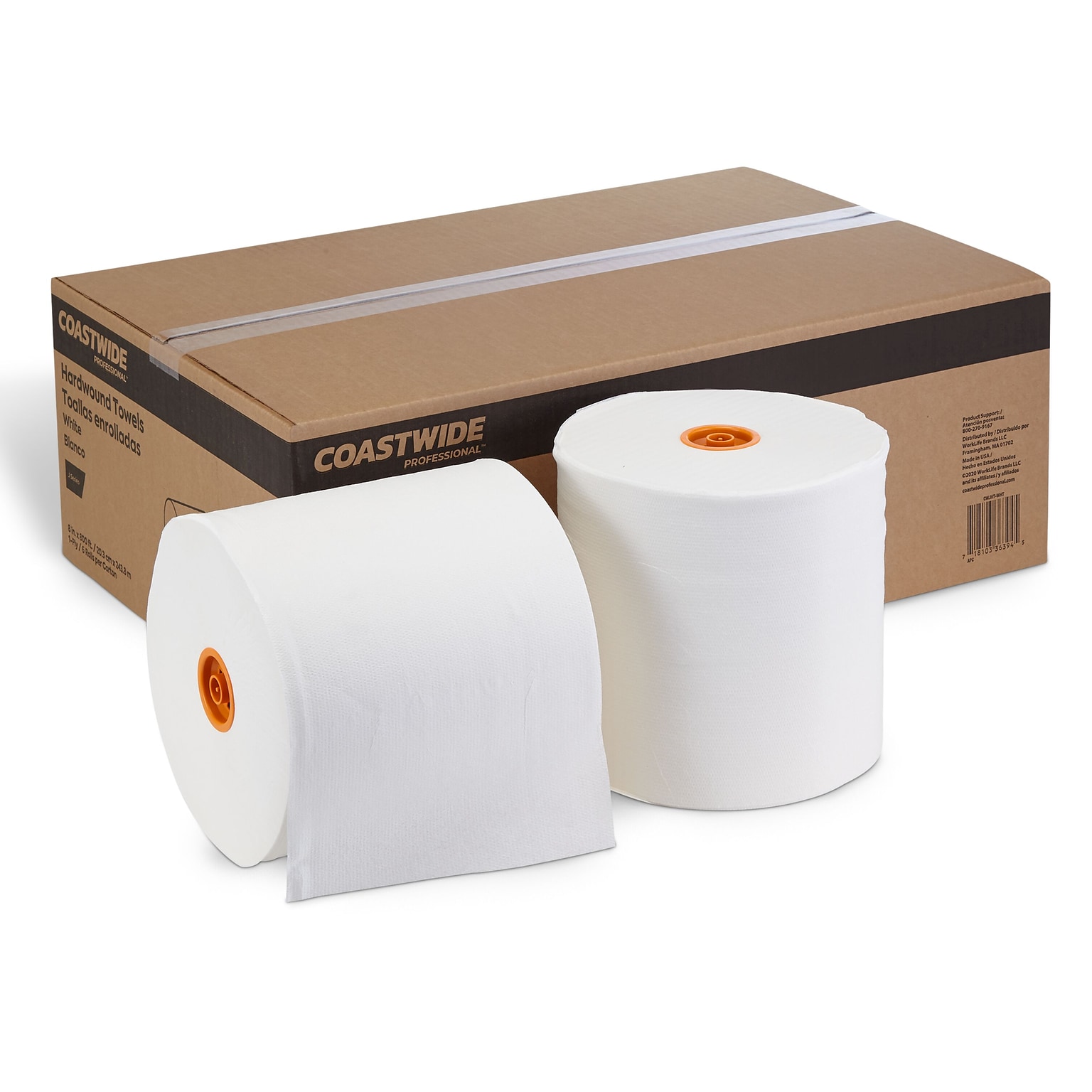 Coastwide Professional™ J-Series Hardwound Paper Towels, 1-ply, 800 ft./Roll, 6 Rolls/Carton (CWJHT-WHT)