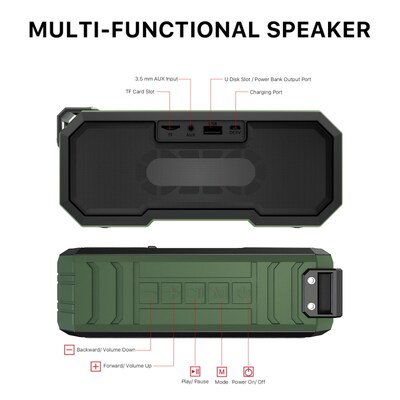 MyBat Pro Bluetooth Wireless Water Resistant Speaker, Army Green (SPG008001)