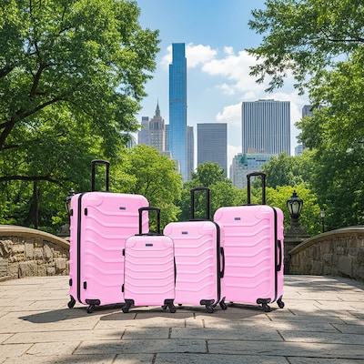 InUSA Endurance 4-Piece Hardside Spinner Luggage Set, TSA Checkpoint Friendly, Pink (IUENDSMLXL-PNK)