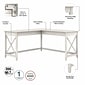 Bush Furniture Key West 60"W L Shaped Desk with 2 Drawer Mobile File Cabinet and 5 Shelf Bookcase, Linen White Oak (KWS016LW)