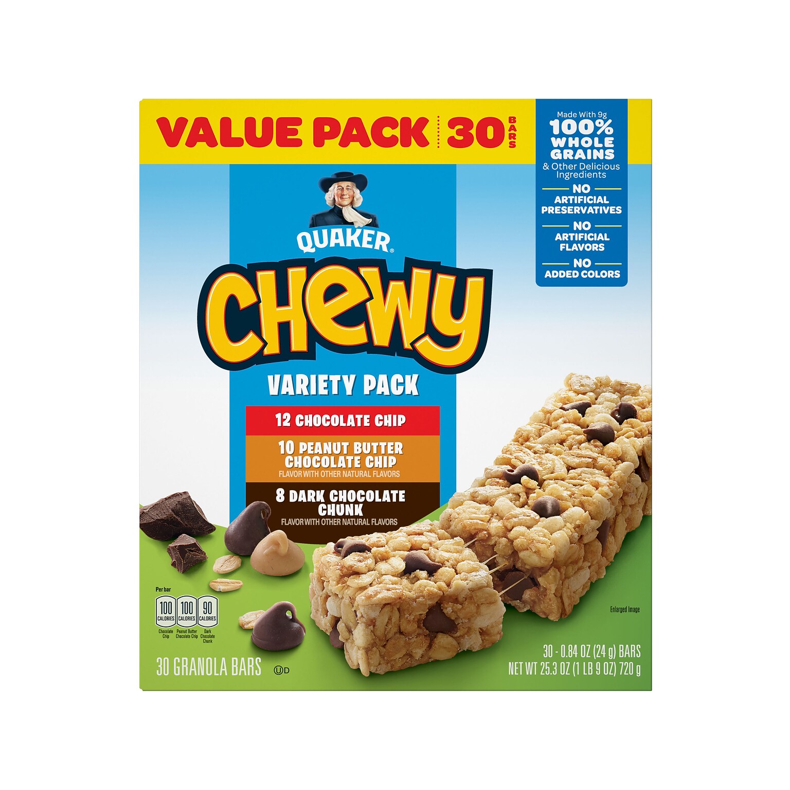 Quaker Chewy Granola Bars Variety Pack, 25.3 oz., 30 Bars/Box (57341)