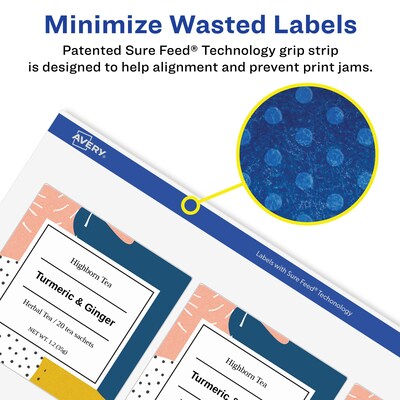 Avery Laser/Inkjet Square Removable Labels, 2.5" x 2.5", White, 225 Labels/Pack (94104)