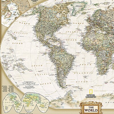 National Geographic World Executive Map, Poster Size and Laminated, 36 x 24 (NGMRE01020376)