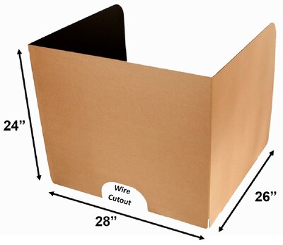 Classroom Products Foldable Cardboard Freestanding Privacy Shield, 24H x 28W, Black/Kraft, 10/Box