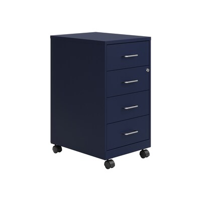 Space Solutions 18" 4-Drawer Metal Mobile Organizer, Locking, Navy (25945)