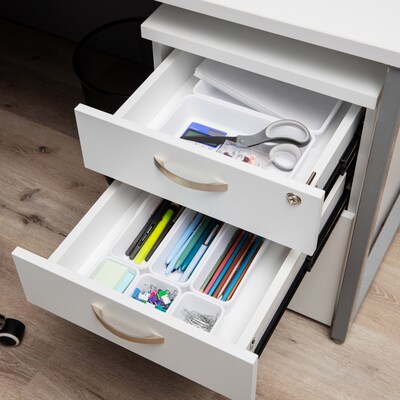 Mind Reader 8-Piece Interlocking Drawer Organizer, White (8INTBOX-WHT)